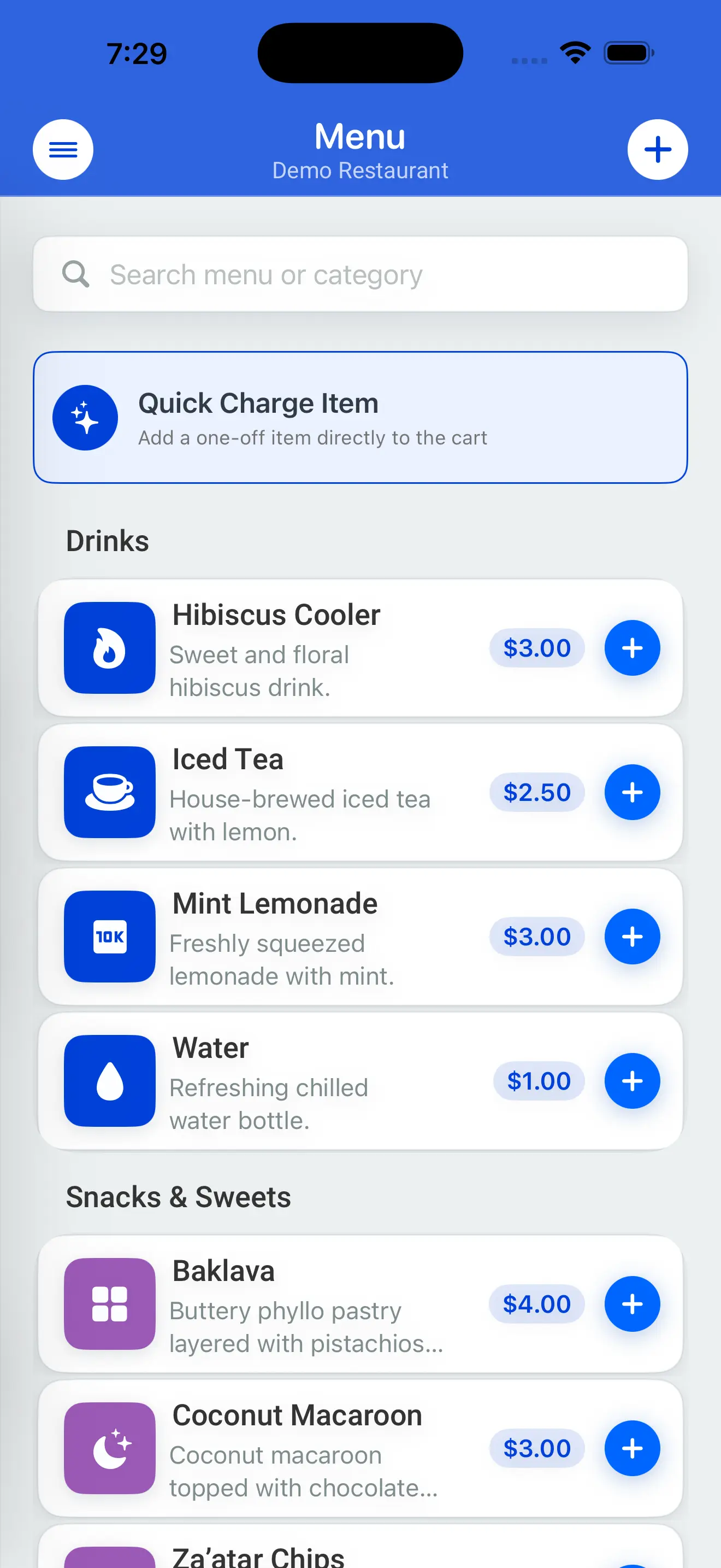 Pop-Up POS quick order entry